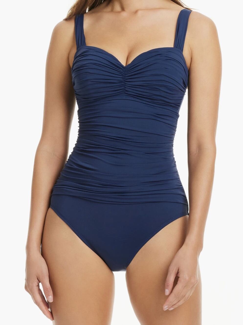 Kore Shirred Underwire One-Piece Swimsuit BLEU by Rod Beattie Midnight Navy Sz 6